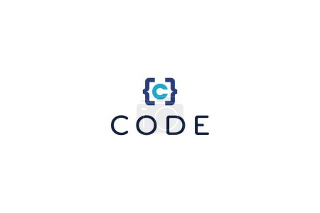 Lettre C code de programmation informatique logo technologique