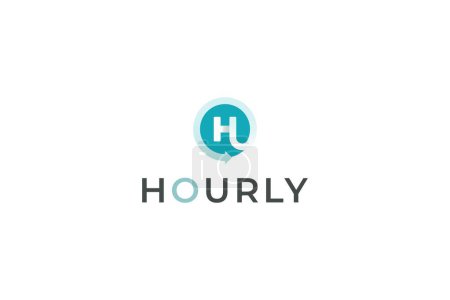 Illustration for Letter H green colour creative hour speed motion watch logo - Royalty Free Image