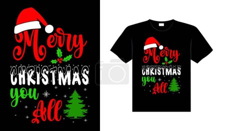 Illustration for Christmas lettering typography apparel Vintages Christmas T-shirt design Christmas merchandise designs, hand-drawn lettering for apparel fashion. Christian religion quotes saying for print. - Royalty Free Image