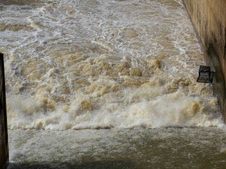 Photo for Water from the dewatering department after heavy rain - Royalty Free Image