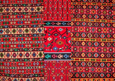 Photo for Segment of handmade carpets in bright colors - Royalty Free Image