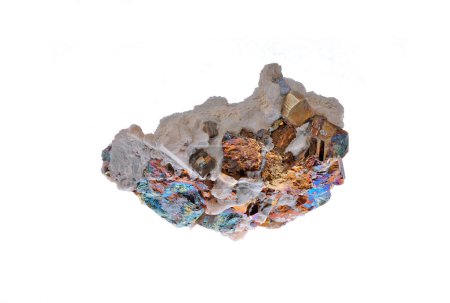 Pyrit, Calcit und Chalcopyrit, schöne Würfel