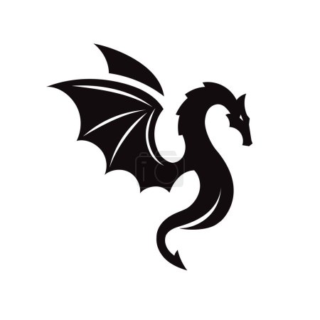 Téléchargez les illustrations : Silhouettes de dragons simples créatifs illustrations vectorielles stylisées - en licence libre de droit