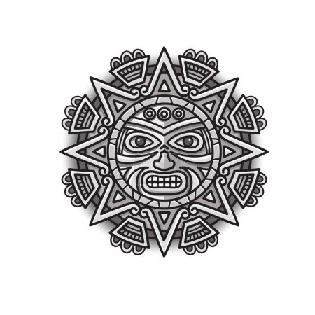 dibujado a mano sol azteca símbolo étnico vector ilustración