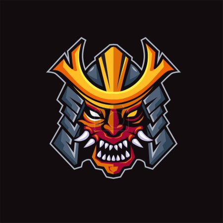 Photo for Colorful Japanese samurai mask vector design illustration - Royalty Free Image