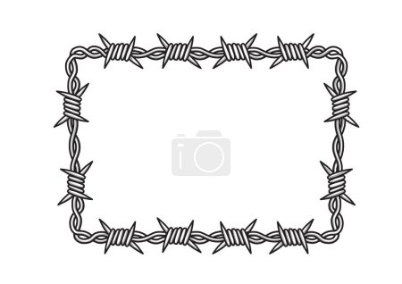 Illustration for Rectangular shape frame from twisted barbwire vector illustration - Royalty Free Image