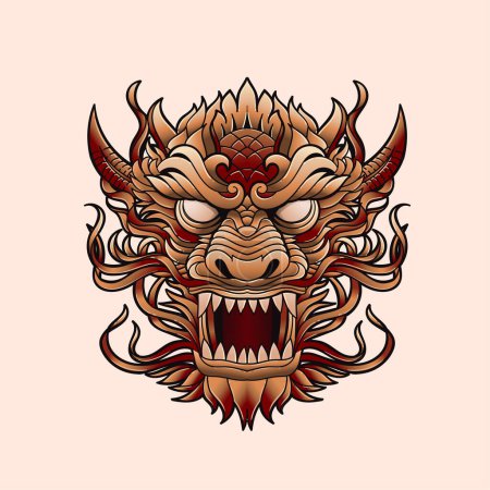 Photo for Hand drawn Chinese Dragon Head Vector Illustration - Royalty Free Image