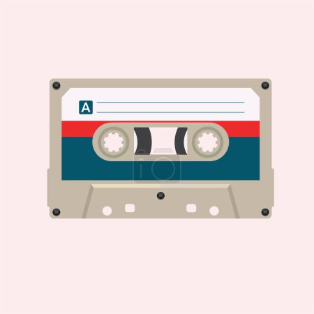 Photo for Colorful Retro audio tape cassette. Flat design vector illustration. - Royalty Free Image