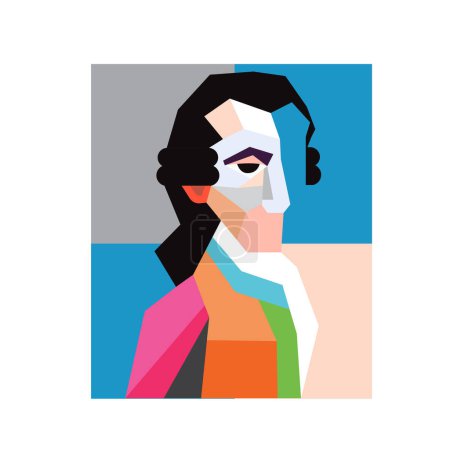 Illustration for Abstract minimalist vector portrait of Wolfgang Amadeus Mozart vector illustration - Royalty Free Image