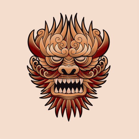 Photo for Hand drawn Chinese Dragon Head Vector Illustration - Royalty Free Image