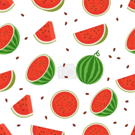 Photo for Seamless pattern of watermelon sliced and random of watermelon vector illustration - Royalty Free Image