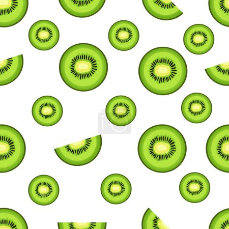 Photo for Kiwi slice Seamless vector pattern on white background - Royalty Free Image