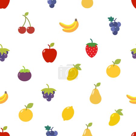 Photo for Miscellaneous fruits seamless pattern. Background with colored tropical fruit illustration. - Royalty Free Image