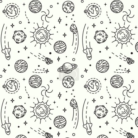 Photo for Hand drawn space elements seamless pattern. Space background. Space doodle illustration - Royalty Free Image