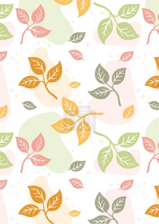 Photo for Colorful Seamless pattern with decorative leaves and free foam shape vector illustration - Royalty Free Image