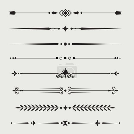 text divider ornament bundle design element, Decorative elegant retro fancy lines dividers frame border for text vector abstract hand drawn