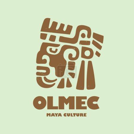 Photo for Olmec mayan tribal face hand drawn design vector illustration - Royalty Free Image