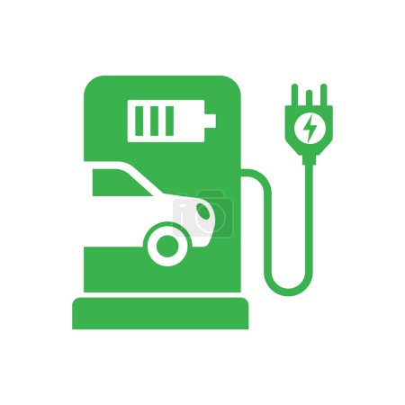 Photo for Electric vehicle power charging station. Electrical car symbol. Electric car icon with charging cable. - Royalty Free Image