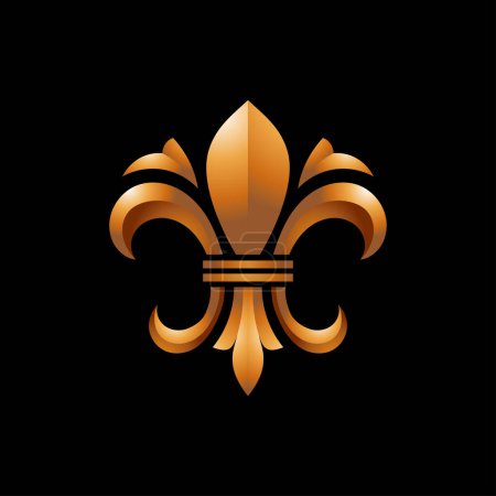 Photo for Golden Fleur-de-lis symbols as vector, Lily symbols in exact shape design useable for all Heraldic requirements. - Royalty Free Image