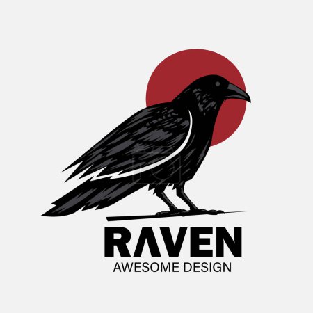 Photo for Raven with red moon background symbol vector illustration - Royalty Free Image