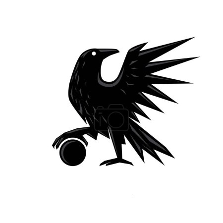 Photo for Raven carried black ball silhouette vector illustration - Royalty Free Image