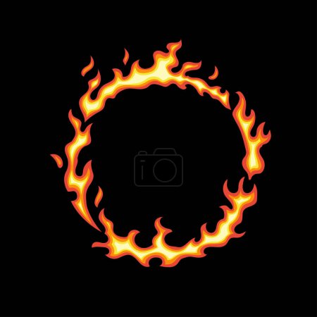 Photo for Ring of fire isolated on black background. Vector cartoon flame frame. Simple flat illustration. Fiery circle. - Royalty Free Image