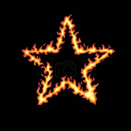 Photo for Star of fire isolated on black background. Vector cartoon flame frame. Simple flat illustration. Fiery circle. - Royalty Free Image
