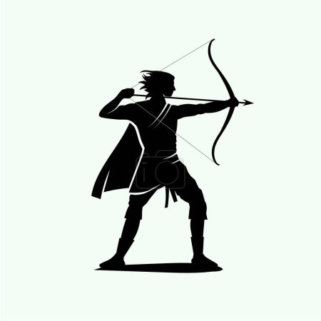 Photo for Silhouette of a fantasy man warrior archer aiming at her target from a distance - Royalty Free Image