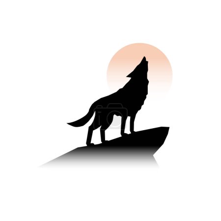 Photo for Full Moon with Howling Wolf Silhouette vector illustration - Royalty Free Image