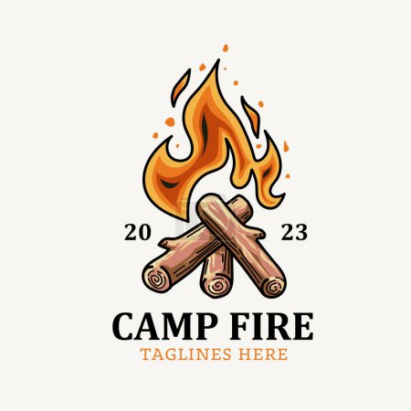 Photo for Bonfire icon vector design. Burning bonfire with wood, Burning campfire or bonfire on wooden logs isolated on white background. Design element of flame on firewood. - Royalty Free Image