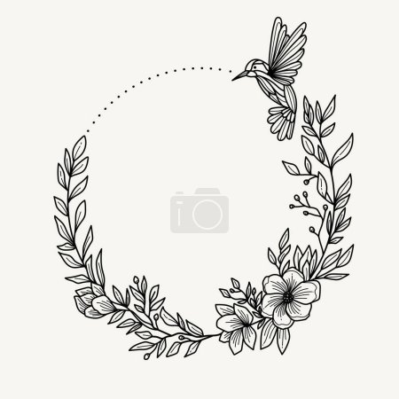 Photo for Frame with hummingbirds and flowers isolate on a white background - Royalty Free Image