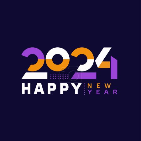 Photo for 2024 Happy New Year text design modern color . 2024 number design template. Vector illustration. - Royalty Free Image