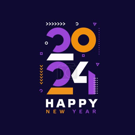Photo for 2024 Happy New Year text design modern color . 2024 number design template. Vector illustration. - Royalty Free Image