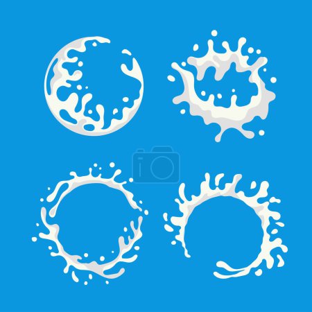 Photo for Vector collection of milk splashes isolated on blue background - Royalty Free Image