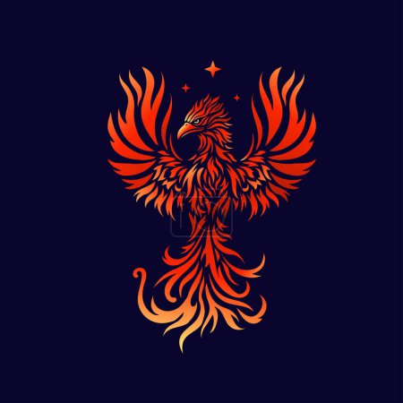 Photo for Phoenix Fire bird illustration and character design. hand drawn Legend of the Fire bird - Royalty Free Image