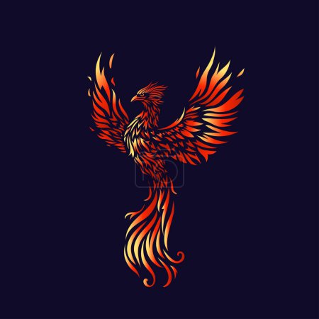 Photo for Phoenix Fire bird illustration and character design. hand drawn Legend of the Fire bird - Royalty Free Image