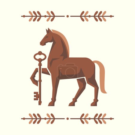 Photo for Decorative horse with key vector illustration - Royalty Free Image