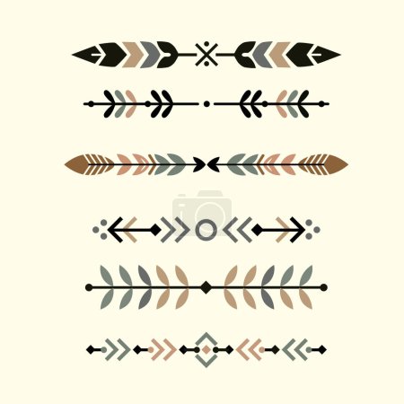 Photo for Divider Vector set of decorative ethnic borders with american indian motifs - Royalty Free Image