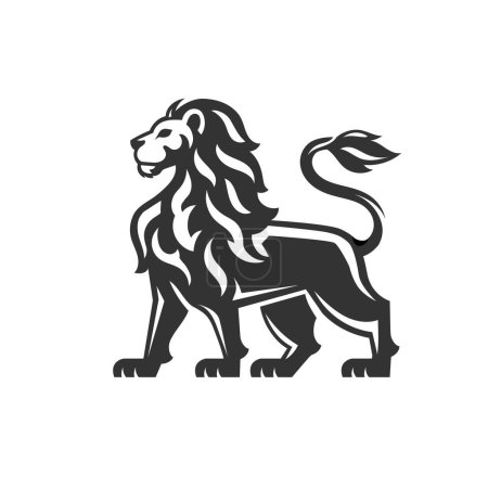 Photo for Heraldic lion mascot symbol, black and white color vector - Royalty Free Image