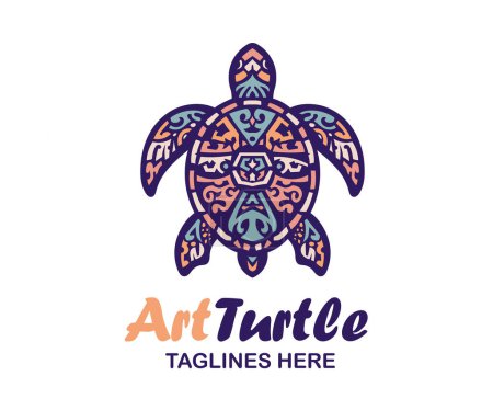 Photo for Abstract sea turtle graphic art design concept. vector illustration turtle on a abstract vintage ornamental background - Royalty Free Image