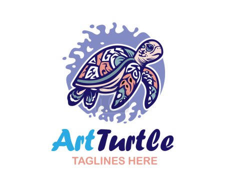 Photo for Abstract sea turtle graphic art design concept. vector illustration turtle on a abstract vintage ornamental background - Royalty Free Image