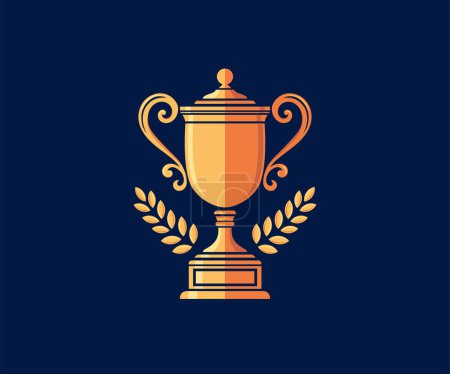 Photo for Vector of golden Trophy with Laurel Wreath symbol - Royalty Free Image
