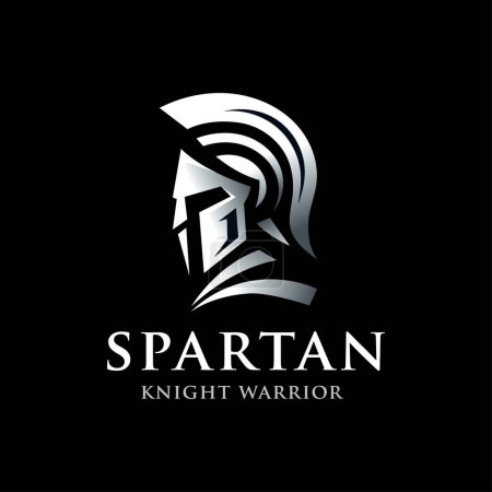 Illustration for Spartan Knight Soldier, Greek Warrior symbol on black background - Royalty Free Image