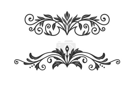 Illustration for Hand drawn decorative floral borders and ornaments vector - Royalty Free Image