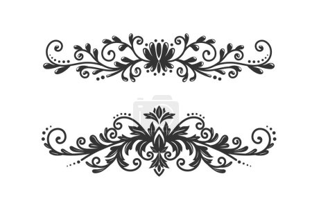 Photo for Hand drawn decorative floral borders and ornaments vector - Royalty Free Image