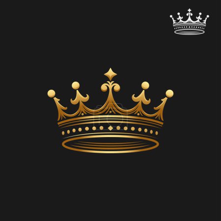 Photo for Classic golden crown isolated on black background vector illustration - Royalty Free Image