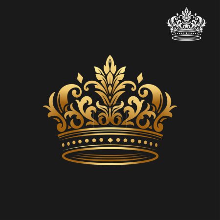 Photo for Classic golden crown isolated on black background vector illustration - Royalty Free Image