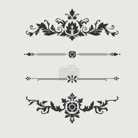 Photo for Hand drawn floral decorative Dividers collection vector illustration - Royalty Free Image
