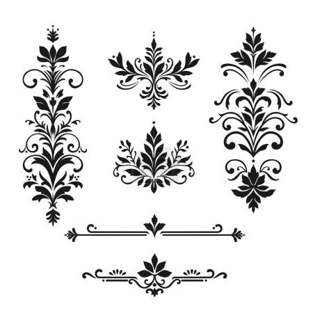 Photo for Hand drawn vintage ornamental floral elements illustration - Royalty Free Image