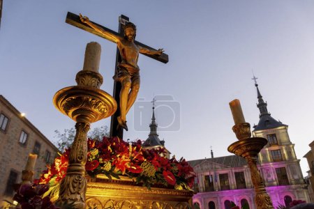 Photo for Brotherhood of Nuestra Seora del Amparo de Toledo with the steps of Virgen del Amparo, Prayer in the Garden, Christ Tied to the column, Our father Jesus Nazareno and Christ of Agony - Royalty Free Image